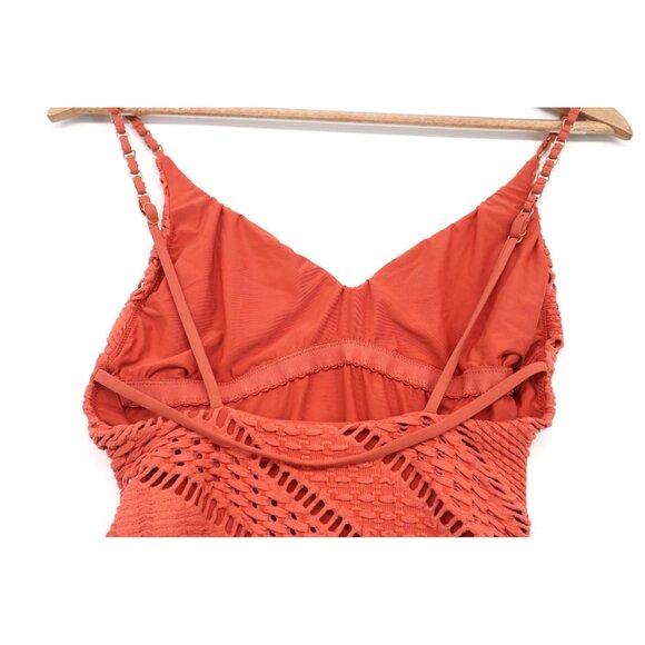 Seafolly Australia Womens Swimsuit One Piece Size 12 Red Textured Crochet Beachy - Picture 9 of 13